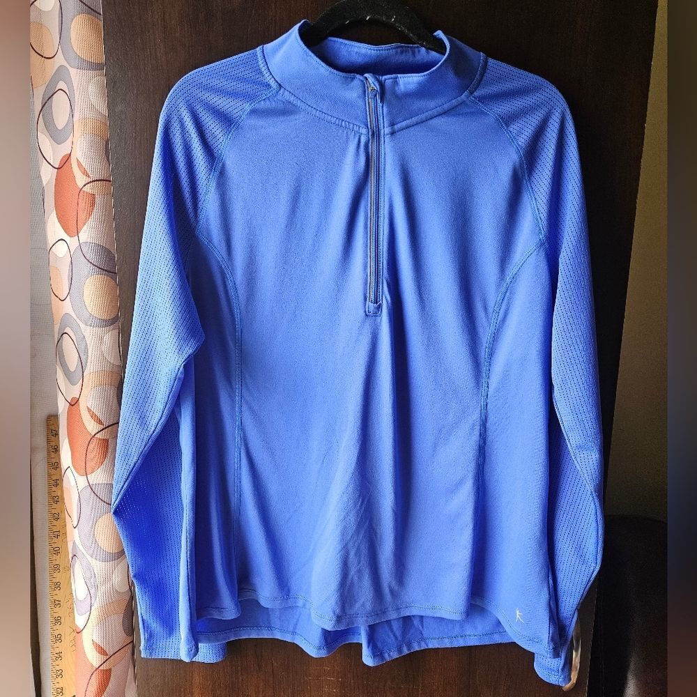 Danskin Vibrant Blue Quarter Zip Workout Tee Size XXL